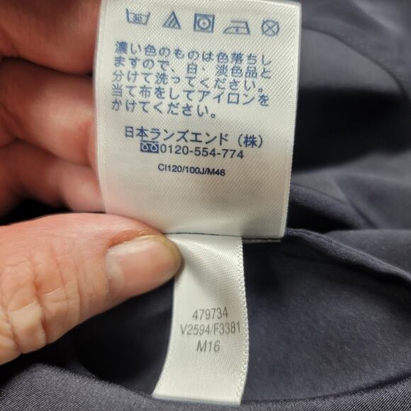 The Outfitters by Lands End navy with gold tone buttons popover blouse size 34W - Picture 9 of 11